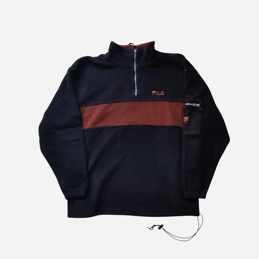 vintage made in Canada black and brown/copper Fila quarter zip fleece sweatshirt